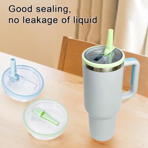 2 Stücke Ersatzdeckel für 40oz Becher Cup Deckel Ersatz Zubehör,Wiederverwendbar,Auslaufsicher und Staubdicht Cup Strohhalm Abdeckung Deckel für Stanley Cup(Hellblau,Hellgrün)