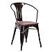 COSTWAY Metal Dining Chair Tolix Style Indoor Outdoor Use Armchair Stackable Bistro Cafe Chair Stackable Armchair, Set of 2