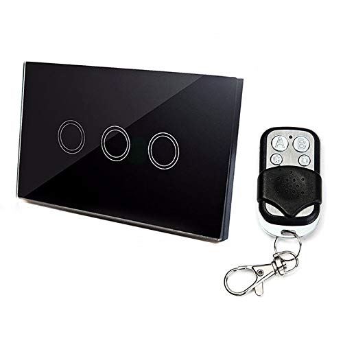 Interrupteur mural tactile 3 gang noir interrupteur connecté avec commande RF433