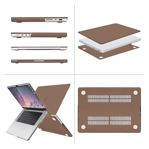 Image of MOSISO Compatible with MacBook Pro 16 inch Case 2025 2024 2023 2022 2021 M4 M3 M2 M1 A3403 A3186 A2991 A2780 A2485 Pro Max, Plastic Hard Shell&Keyboard Cover&Screen Film&Storage Bag, Caramel Brown