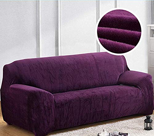 Housse coussin de canapé élastique en peluche unie 90-140cm