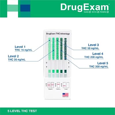 2 Pack - DrugExam Multi Drug Screen Test. Testing for THC/Marijuana in Urine. Detailed Instrustions Included. (2)