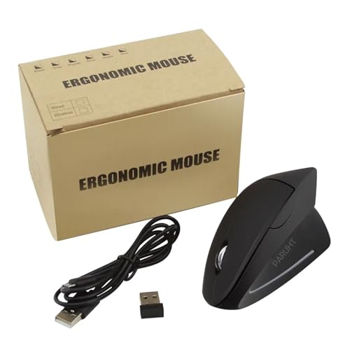 Image of Ergonomic Right-Handed Wireless Optical Mouse, Portable and Rechargeable, Black PHT /EGMS