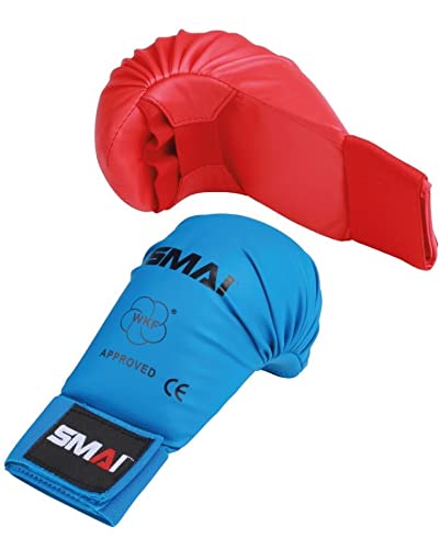 SMAI WKF Karate - Paramani senza pollice, colore: blu, guanti