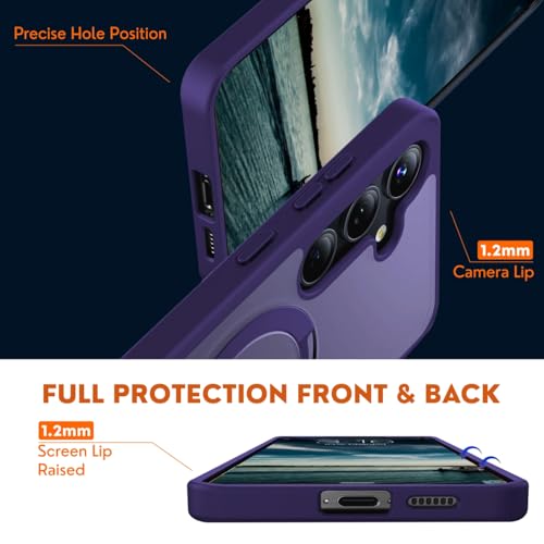 Image of AIBEX Back Cover OStand for Samsung S26 Plus 5G MagSafe Compatible | Ring Kickstand with Magnetic Alloy Ring Metal | Wireless Charging Support | Scratch Resistant Slim | Armor Protection Case - Purple