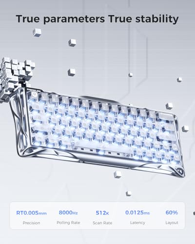 Image of GravaStar Mercury V60 Pro 60% HE Magnetic Gaming Keyboard, True 8kHz Polling Rate, 0.125ms Latency, Dynamic Rapid Trigger, 0.005mm Adjustable Actuation, Full Aluminum Frame