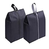 YAMIU Travel Shoe Bags Set of 2 Waterproof Nylon with Zipper for Men & Women (Black)