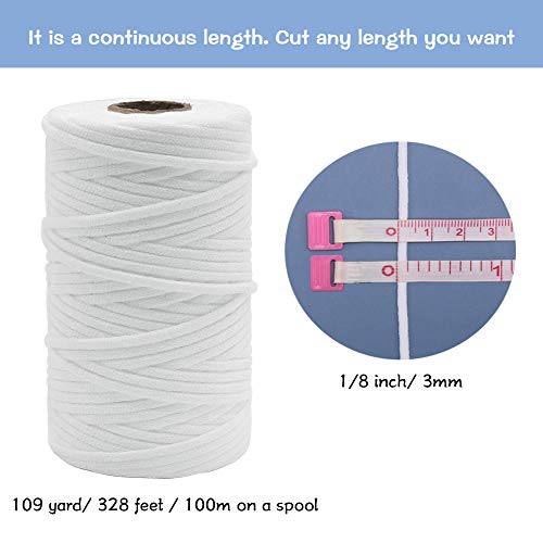 109 Yard Soft Elastic Cord Rope 3mm, 1/8 inch Ear Strap Stretchy String for Homemade Ear Loops Sewing DIY Crafts