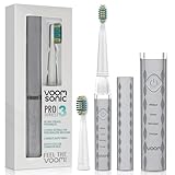 Voom Sonic Pro 3 - Cepillo de dientes eléctrico recargable con cerdas de nailon Dupont suaves, recomendado por dentistas, cuidado bucal portátil, temporizador de 2 minutos, 3 velocidades ajustables