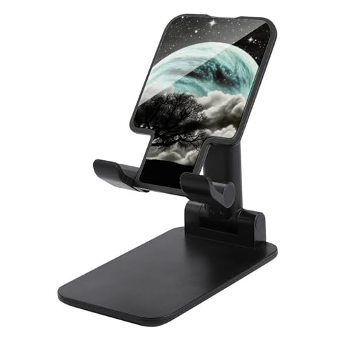 Support de téléphone portable pliable avec décor artistique arbre noir et nuit étoilée