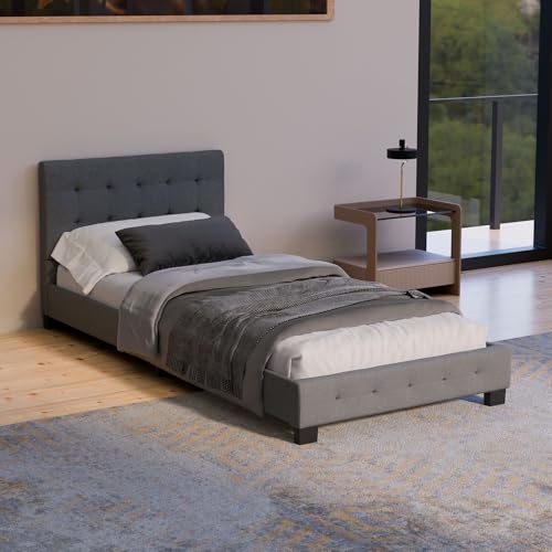 Juskys Polsterbett Manresa 90x200 cm mit Lattenrost, Kopfteil mit...