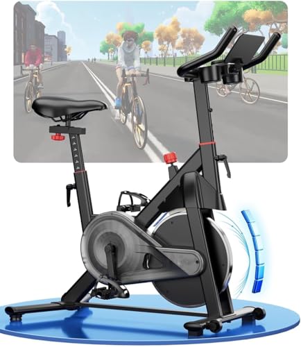 Copant Bicicleta Estática en Cass con Pantalla LCD y App Control, Bicicleta de Ejercicio Interior con Resistencia Magnética Ajustable, Capacidad de Carga 136KG