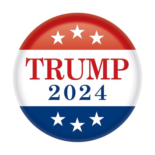 Beistle 10-Pack Donald Trump 2024 Republican Candidate Buttons, 2”-Presidential Accessories for Political Rallies, Events, Campaigns and Patriotic Party Favors, Multi