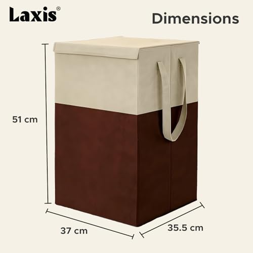Image of LAXIS 75L Laundry Bag for Clothes with Lid, Large Dirty Clothes Laundry Basket & Cloth Storage Bin, Used Clothes Organizer, Multipurpose Laundry Basket for Bedroom & Bathroom - Brown