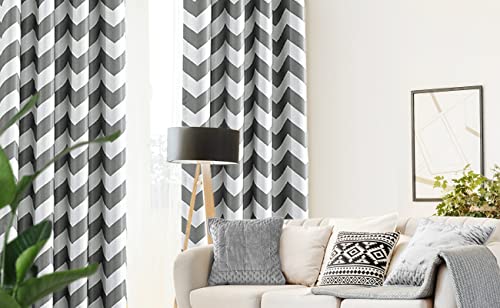 Melodieux Fashion Chevron Curtains For Living Room Dining Room, Darkening Blackout Grommet Top Window Drapes Soundproof Thermal Insulated For Bedroom, 63 Inches Long, 52 By 63 Inch, Gray (1 Panel) #TOP6