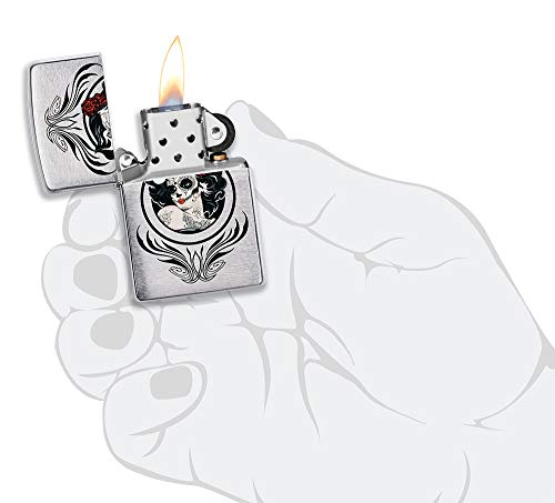 Encendedor Zippo Day of The Dead Girl Brushed Chrome miniatura 5