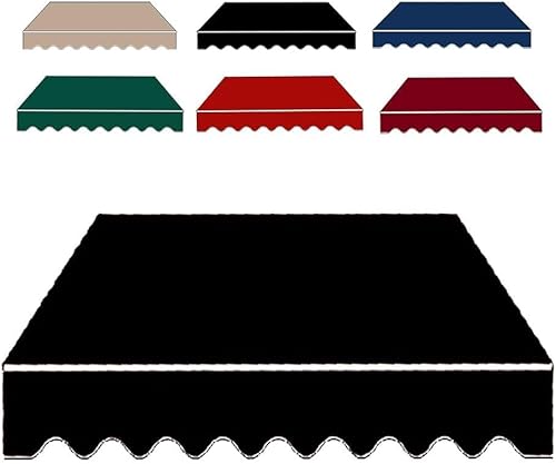 MESCXTY Waterproof Retractable Patio Awning Fabric Replacement - Sun Shade Cover for 6.5ft to 20ft Awnings Durable Outdoor Shelter (Fabric Only) Black 8x6.5ft/250x200cm