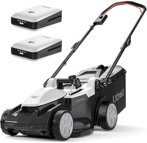 Litheli Tondeuse à Gazon sans Fil 37cm - Moteur Brushless, 2X 20V...