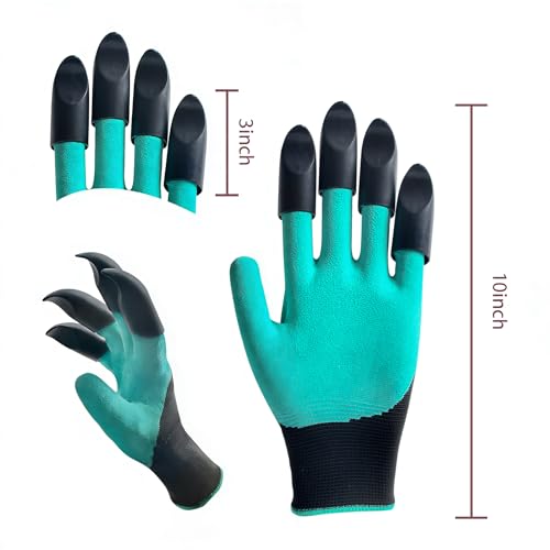 Image of Gardening Gloves with Claw, Waterproof, Universal Fit，(Green) | For planting,digging,weeding,and seeding,Men and women universal fit,Outdoor Work with Grip,waterproof design for garden work