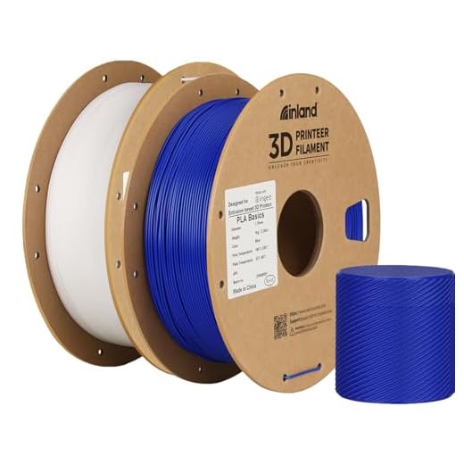 Inland PLA Basics Filament 1.75mm, 1kg Spool – Dimensional Accuracy ±0.02mm, Neatly Wound, Fits Most FDM 3D Printers (White & Blue, 2 Pack)