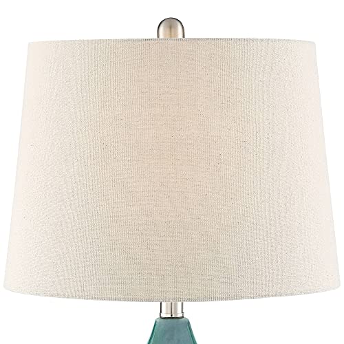360 Lighting Kate Modern Coastal Tropical Table Lamp with Round Riser 25.75" High Blue Ceramic Oatmeal Fabric Drum Shade Decor for Living Room Bedroom House Bedside Home (Color May Vary) - Image 3