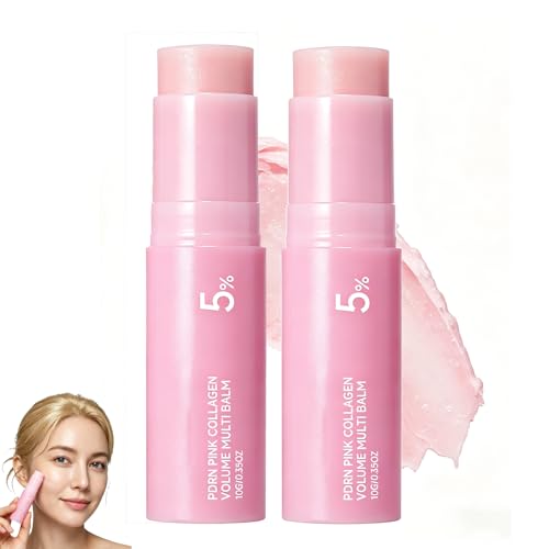 Gloura PDRN Pink Collagen Volume Multi Balm PDRN Volufiline Pink Collagen Multi Balm Stick Hydrating Stick for Face Lips & Neck Soothes Dry Areas Leaves Skin Soft Smooth & Plump (2 Pcs)