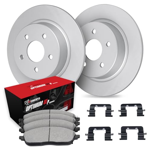 Image of R1 Concepts Rear Brake Kit Fits 2014-2020 Ford Fusion | 2017-2019 Ford Escape; 2013-2016 Lincoln MKZ| Optimum Oep Pads, Blank Carbon Rotors| Hardware| 12.4 inch Rear