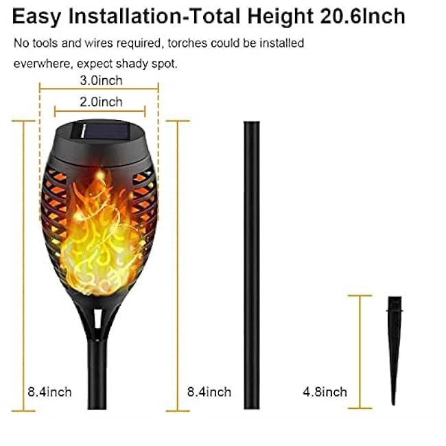 Kurifier Solar Lights Outdoor, 8Pack Solar Torch Light with Flickering Flame, Waterproof Solares Garden Light, Outdoor Solares Lights for Yard, Flame Torches for Outside Decor Decoration Patio Pathway