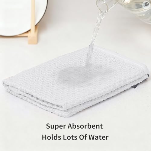 LikGuest Cotton Dish Cloths 6 Pack,12x12 Inch – Super Absorbent, Quick-Dry & Reusable Kitchen Cleaning Cloths, Lint-Free Washable Towels for Dishes, Glass & Household Use(White) — view 5
