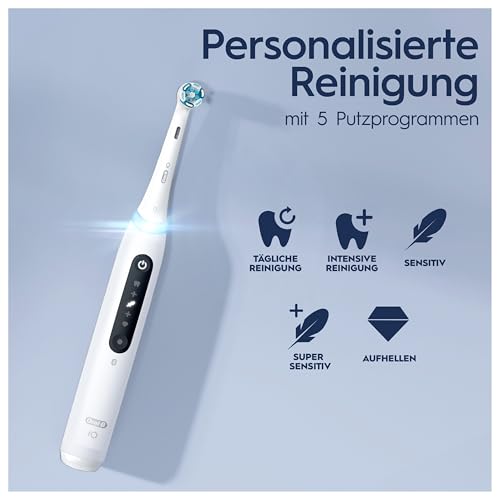Oral-B iO Series 5 Elektrische Zahnbürste/Electric Toothbrush, Magnet-Technologie, 5 Putzmodi für Zahnpflege, LED-Anzeige & Reiseetui, Designed by Braun, quite white – Bild 6