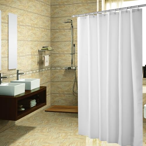 Rideau de douche en polyester blanc uni de qualité supérieure avec oeillets oeko - 2