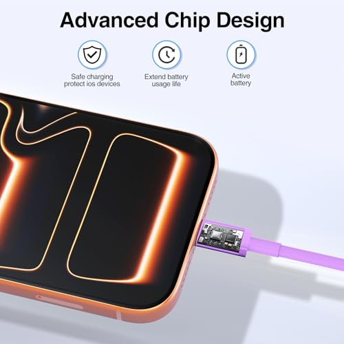Image of 2pack 10ft USB C to C Cable, 60W Type C to Type C Fast Charging Cord for iPhone 17 16 15 Pro, Pro Max, Plus, iPad Pro, MacBook Air 13 inch, iPad Pro, Air, for Samsung Galaxy S25 and More, Purple