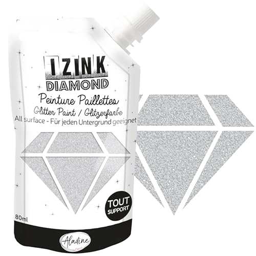 Aladine - Izink Diamond - Pittura glitterata - Ultra concentrata in glitter - Decorazione per qualsiasi supporto - Fai da te e tempo libero creativo - Made in France - Borraccia morbida da 80 ml -