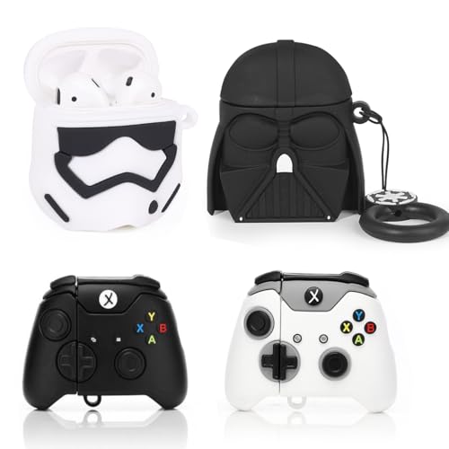 Lot de 4 coques de protection pour AirPods 2e et 1ère génération, en silicone XMBYGY avec joli design peau de dessin animé pour AirPods 1/2, avec...