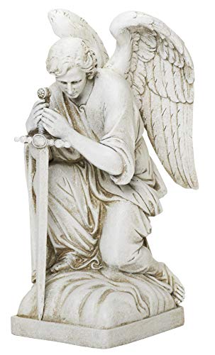 Joseph's Studio by Roman Inc., Kneeling Male Angel, Garden Collection, Religious Statue, Memorial, Angel, Patron Saint, Garden Décor (13x6x8)