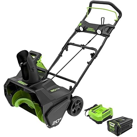 Greenworks 80V (75+ Compatible Tools) 20” Brushless Cordless Snow Blower, 2.0Ah Battery and Charger Included Cover