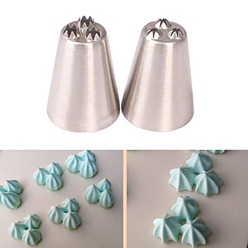 Set Bocchette Decorative Per Pasticceria - 6 Punte In Acciaio Inox Con Sacchetto In Silicone Alimentare