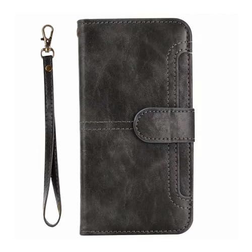 Étui cuir iPhone 16 Pro Max amovible gris - Le portefeuille idéal pour voyager léger