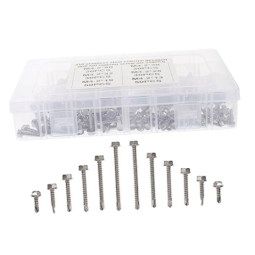 Vis autotaraudeuses inox kit d'assortiment de vis à tête plate pour métal avec pointe autoperceuse