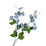 Hanycon 2PCS Artificial Pea Flowers Bouquet 21.7 Real Touch Fake Sweetpea Stems Faux Silk Flowers for Wedding Bridal Bouquet Wreath Table Centerpiece Outdoor Decor (Blue)