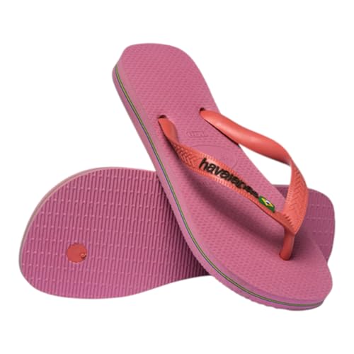 Image of Havaianas Women's Brazil Logo Flip Flops, Spring and Summer Sandals for Women, Rose Chiffon, 7 /8