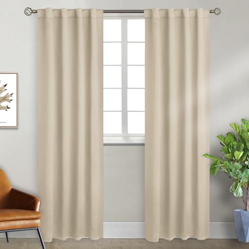 BGment Champagne 84 Inch Curtains for Bedroom, 2 Window Panels, 38x84 Inch