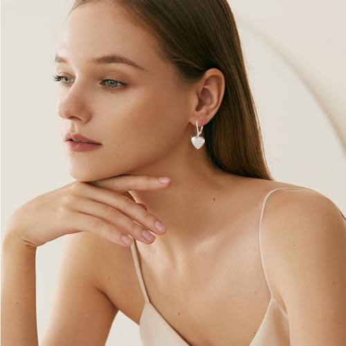 ALEXCRAFT 925 Sterling Silver Dangle Earrings, 14K Gold Plated Heart Waterdrop Earring for Women Trendy Hypoallergenic Leverback Earings Wedding Cubic Zirconia Dangle Earrings Jewelry for Women4