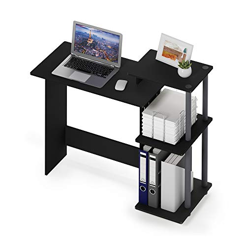 Image of Furinno EFFICIENT Desk, 28.6 inch Wide Gaming Desk with 3 Open Side Shelves, Laptop Notebook Computer Desk, Office Desk for Home Office, Study Room, Dorm, Bedroom, Black