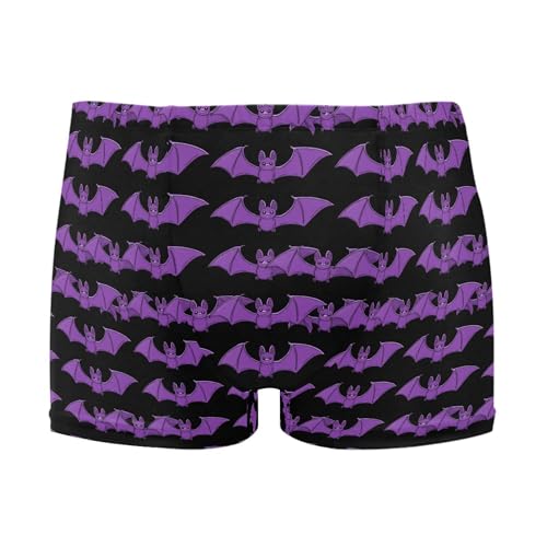 Halloween Purple Bats Mens Swim Trunk Swimwear Bathing Suit Swim Brief Square Leg Board Short S B0405320