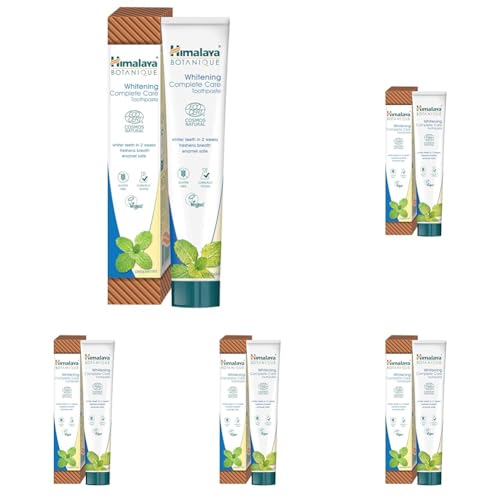 Himalaya Ecocert Cosmos Natural certificación Pasta de dientes blanqueadora Himalaya Botanique Complete Care con Activos Orgánicos, sabor a menta | Dientes más blancos | Sin flúor, 75 ml