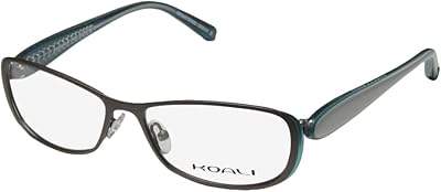 Koali 7186k For Ladies/Women Designer Full-Rim Shape Light Weight Adjustable Pads Eyeglasses/Spectacles (52-15-130, Gray/Teal/White)