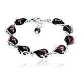Argent sterling 925 Ambre rouge foncé Argent sterling Bracelet 21 cm