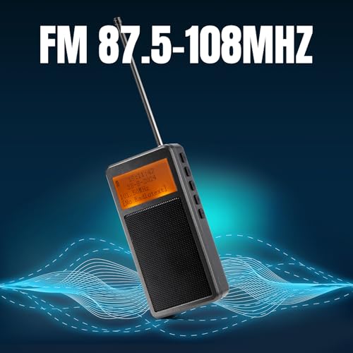 Raddy Rádio FM portátil RF205, mini rádio de bolso com conexão BT 5.3, saída de sinal FM para BT, al