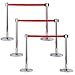 Goplus 6Pcs Stanchion Post Crowd Control Barrier with Retractable Belt Posts Queue Pole (Red)